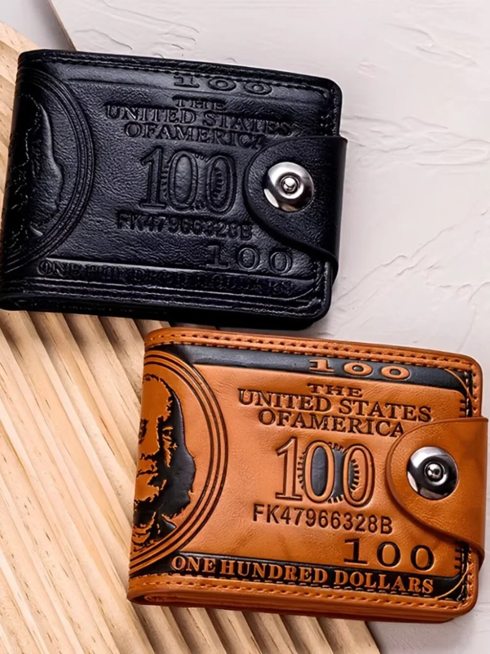 Benjamin Bill Vintage Wallet - $100 Bill Design Bifold